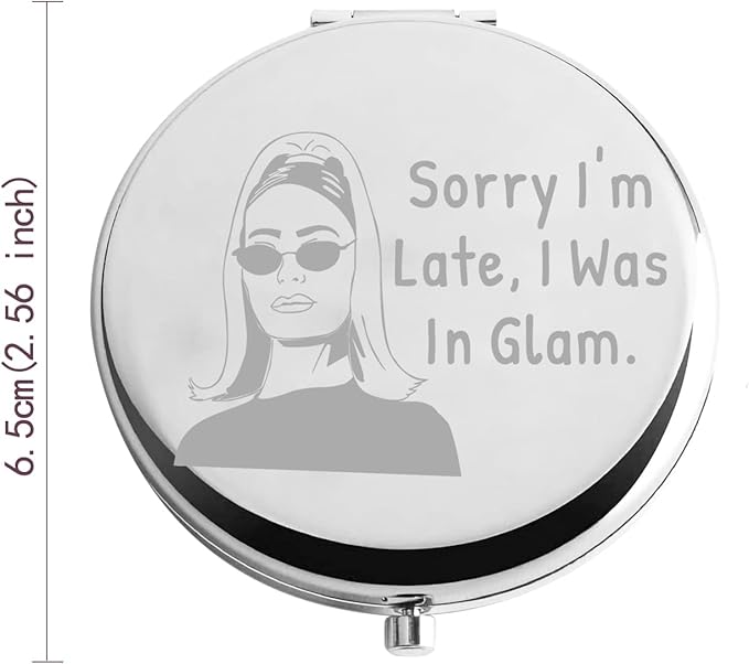 Zuo Bao Inspired Gift Housewife Makeup Mirror Sorry I'm Late I was in Compact Mirror Gift for Mother Girlfriend （Sorry I'm Late）