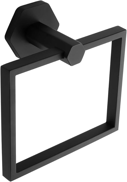 GERZWY SUS 304 Stainless Steel Hand Towel Holder Matte Black Modern Bathroom Towel Ring Wall Mounted