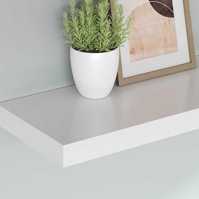 Floating Wall Shelf for Living Room, White Modern Invisible Mount Display Rack, 47.2 Inch Long Honeycomb MDF Storage Shelf for Books, Awards, Decor, Holds 22 lbs