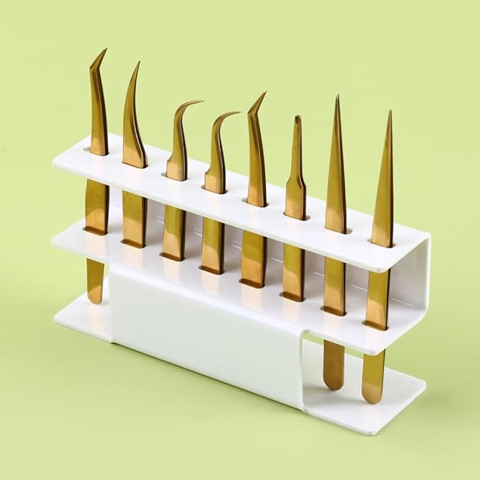 Acrylic Tweezers Holder, 8 Holes Tweezers Stand Display Organizer for Eyelash Extension Supplies Accessories Grafting Beauty Tools (8 Holes White)