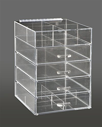 Makeup Case Cosmetic Organizer 4 Drawers Clear Acrylic Storage A4L