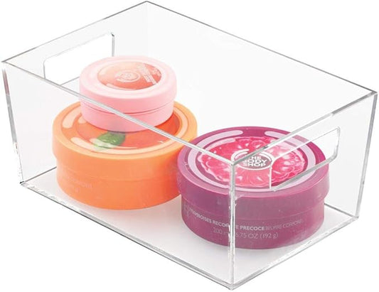 iDesign Clarity Wall Mount Nail Polish Storage Rack with 3 Shelves for Bathroom, Vanity, Closet, Bedroom, Set of 1, Bin-Small