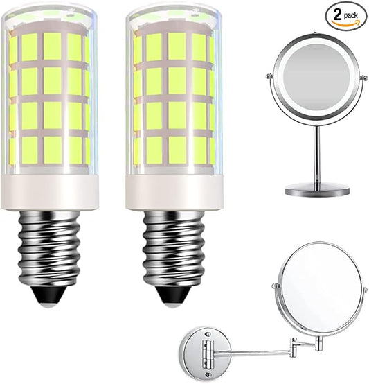 LED Makeup Mirror Bulb Replacement Mirror for Cosmetic Vanity Makeup Mirror with Single Double Sided Lighted Magnification,4W Equivalent to 40W Incandescent Bulb (2-Pack Daylight White)