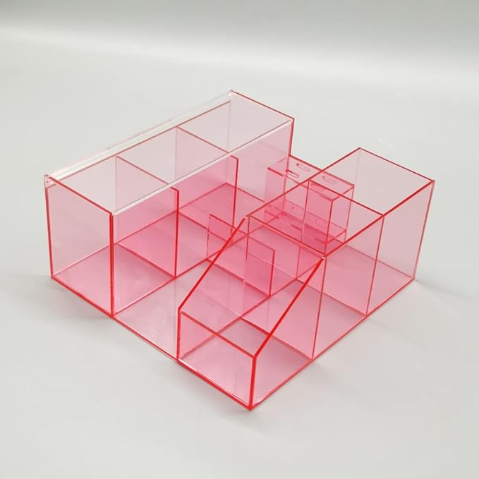 Large Capacity Empty Acrylic Storage Box, Eyelash Extension Supplies Accessories Tool Storage Display,Eyelash Grafting Beauty Makeup Tool Brush Kit Holder Display Rack Organizer (Transparent Pink)1