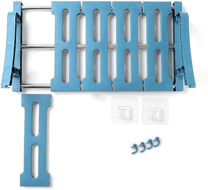Improvingss No Drilling Wall MountedSteel Bathroom Shelf Rack,Bars with Hooks