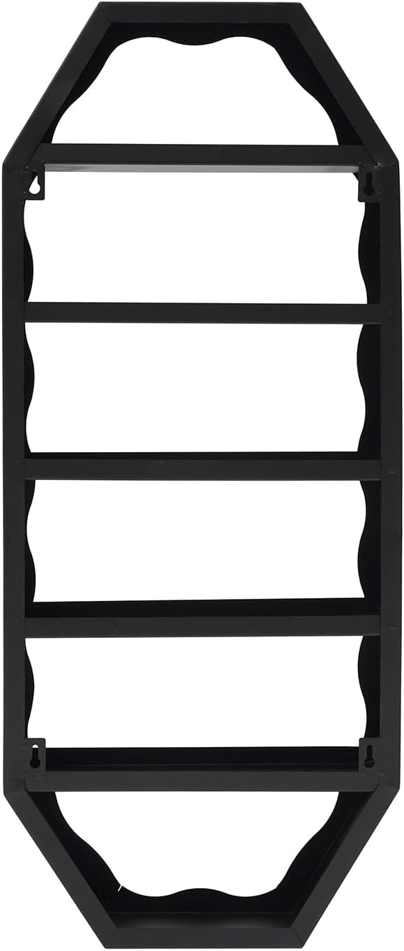 Metal Wall Mounted Nail Polish Storage Racks 3 Pcs, Cosmetic Multi-Tiers Display Case, Lipstick Perfume Essential Oil Organizer Octagonal Floating Shelf for Home Spa Nail Salon Shop (Black)