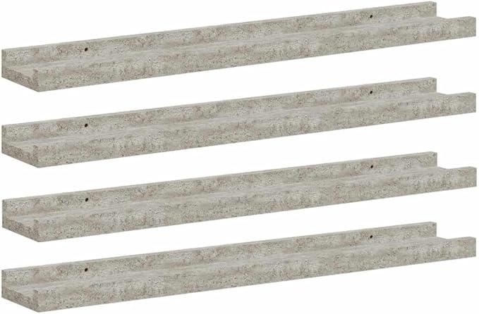 Wall Shelf Set of 4, 23.6-inch Floating Shelves for Bedroom, Modern Concrete Grey MDF Display Ledge for Decor, Books, and Collectibles, Space-Saving Storage Solution