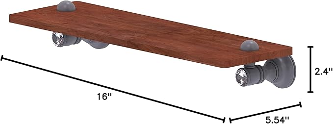 Allied Brass CC-1-16-IRW Carolina Crystal Collection 16 Inch Wood Shelf, Matte Gray