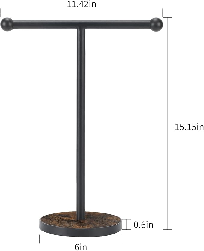 YINMIT Hand Towel Stand, T-Shape Height 15?€? Wood Countertop Towel Holder Stand, Hand Towel Rack with Heavy Base for Bathroom Kitchen Countertop Vanity