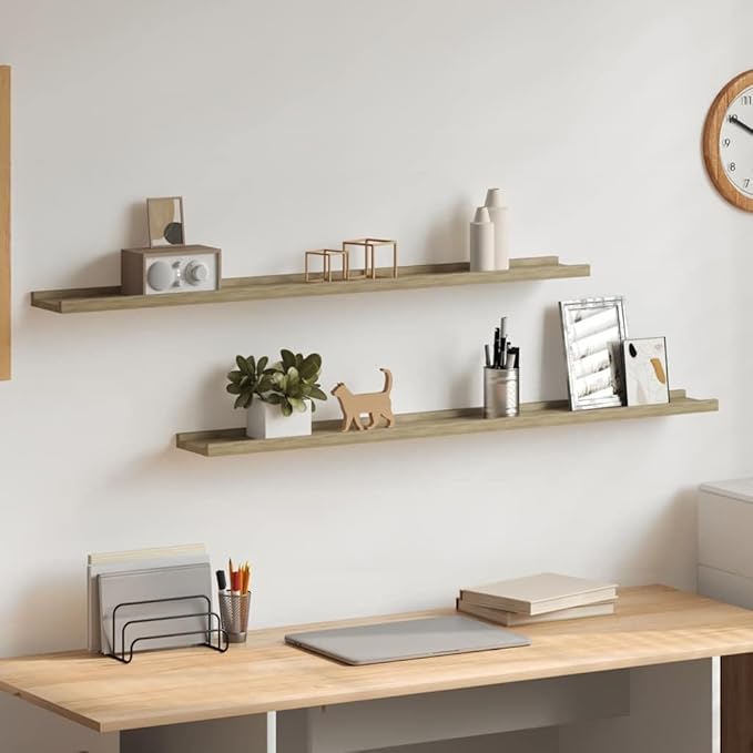 Set of 2 Floating Shelves, 39.4 Inch Modern Wall Mounted Storage Rack for Books, Sonoma Oak MDF Decorative Ledge for Living Room and Bedroom