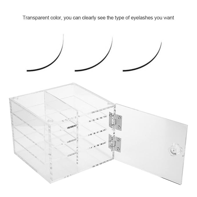 Clear Eyelash Storage Box, 8 Layer False Eyelash Extension Display Box, Acrylic Eyelash Storage Case Eyelash Extension Graft Tool Eyelash Adhesive Pallet Holder False Eyelash Organizer Tool