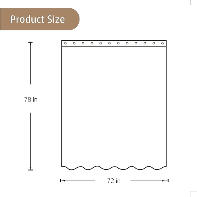 Felisa Farmhouse Long Shower Curtain with A Ruffle Hem 72x78 inch, Linen Blend Shower Curtain for Bathroom,Natural