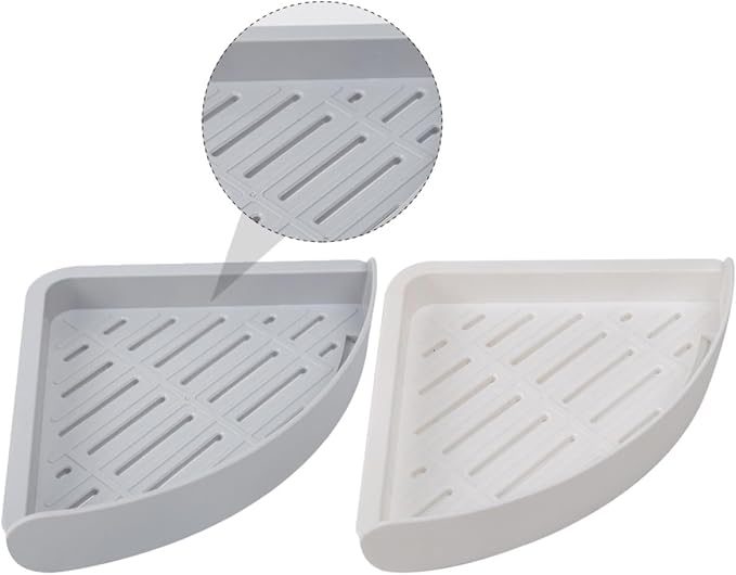 2Pcs Punch-Free Wall Mounted Corner Shelf Bathroom Storage Rack Plastic Organizer Racks for Kitchen and Bathroom Corner Storage