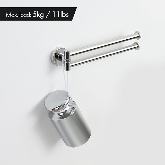 KES Swivel Towel Bar for Bathroom 9-Inch Kitchen Swing Out Double Towel Bar 2-Arm Kitchen Wall Mounted SUS 304 Stainless Steel Polished, A2106S23