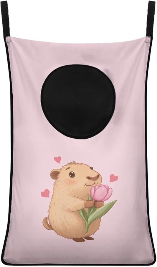 ZFRXIGN Capybara Hanging Hampers for Laundry Over The Door Laundry Hamper Dirty Clothes Storage Pink Laundry Baskets Space Saving Hamper Zipper Closure Toy Organizers Home Decor