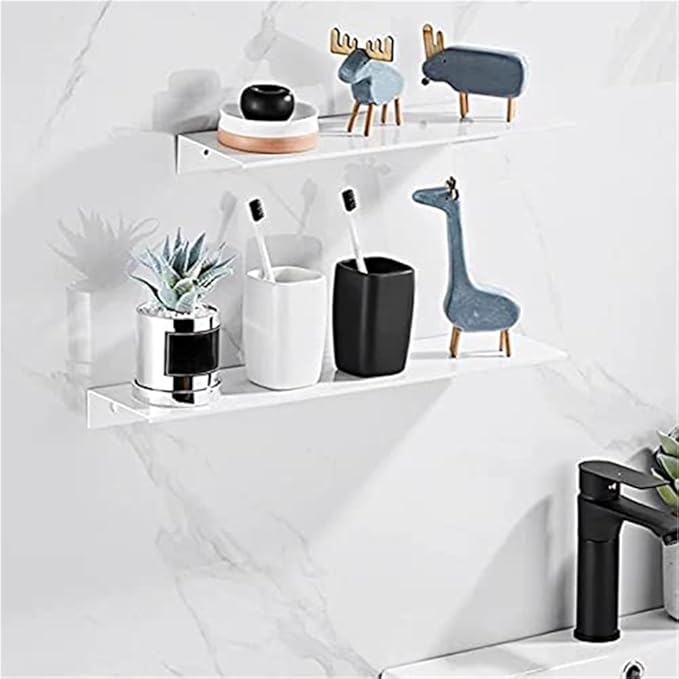 ZTBH Bathroom Divider Punch-Free Black/White Space Bathroom Shelves, Single Tier Bathroom Rack Bathroom Hardware Sets (Color : 40cm(Black))