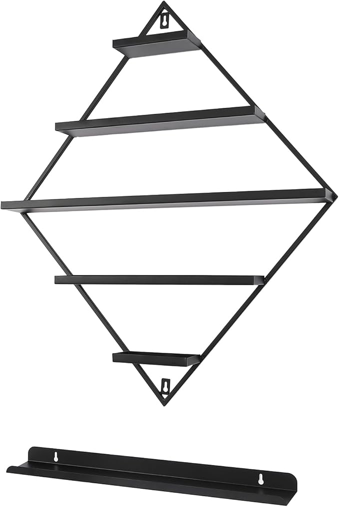 4PCS Nail Polish Storage Racks, 5-Tier Wall-Mounted Metal Cosmetic Display Case Makeup Organizer Wall Shelf for Home Spa Nail Salon Perfume Lipstick (Black)