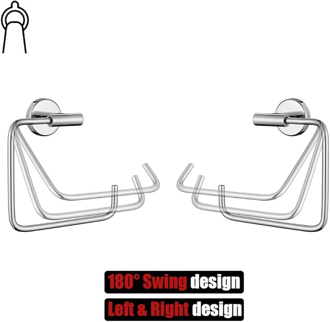 JQK Chrome Towel Ring, Stainless Steel Square Ring Towel Holder for Bathroom, 6 Inch Matte Black Wall Mount, TR140-CH