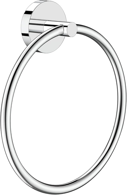 Hand Towel Holder Screw-in Mirror Silver Towel Ring for Bathroom Wall Stainless Steel Towel Hanger Round Towel Racks for Bathroom Decor and Accessories