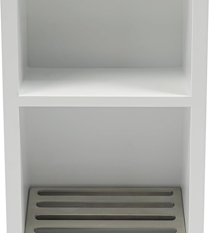 Hollow Furnishings, Stainless Steel Recessed Storage Cabinet for Bathroom - Space-Saving Wall-Mounted Design, Rust-Resistant, Easy Install (White, 34x18x10cm)