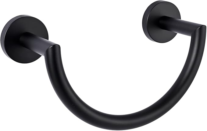HouseAid Stainless Steel Towel Ring for Bathroom, Hand Towel Holder, Modern Semi-Circular Hand Towel Rack, Wall Mounted, Matte Black
