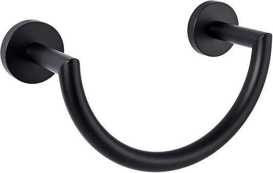 HouseAid Stainless Steel Towel Ring for Bathroom, Hand Towel Holder, Modern Semi-Circular Hand Towel Rack, Wall Mounted, Matte Black