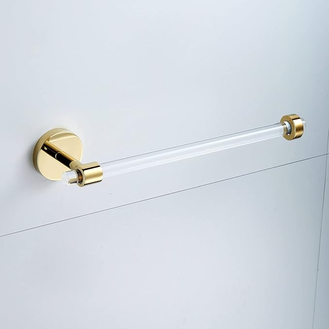 Gold Bathroom Hardware Accessories Set - Acrylic Hand Towel Holder Toilet Paper Holder Towel Hook - Wall Mounted Bath Towel Bar Set 3 Pieces SHUNLI