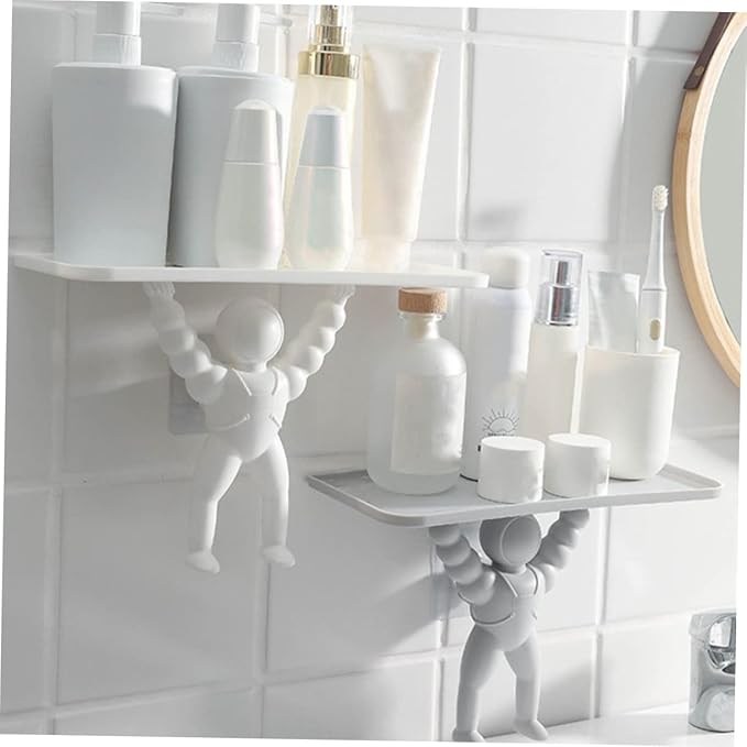 LIFKOME 2pcs Cosmetics Storage -Mounted Storage Rack Bathroom Shelf Modern Decorative