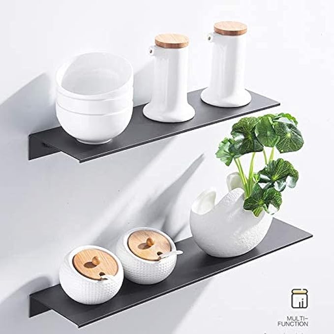 No Drill Bathroom Shelf, European Style, Simple Shelf, Black Wall Cosmetic Shelf, Space Aluminum Bathroom Shelf-30cm