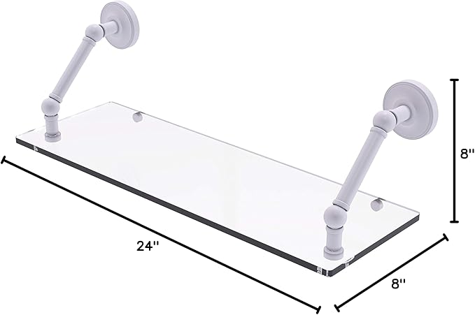 Allied Brass PR-1-24 Prestige Regal Collection 24 Inch Floating Glass Shelf, Matte White