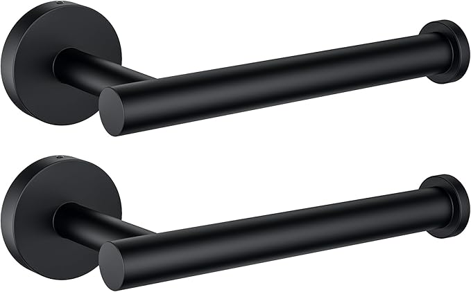 Kitsure Toilet Paper Holder Wall Mount - Sturdy Round Matte Black Toilet Paper Holder for Mega Roll, Premium 304 Stainless Steel Toilet Paper Roll Holder for Bathroom, Washroom, 2 Pack, Black