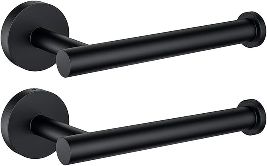 Kitsure Toilet Paper Holder Wall Mount - Sturdy Round Matte Black Toilet Paper Holder for Mega Roll, Premium 304 Stainless Steel Toilet Paper Roll Holder for Bathroom, Washroom, 2 Pack, Black