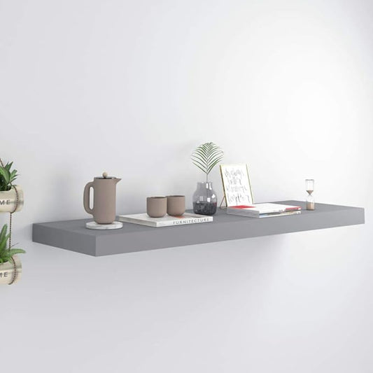 Floating Wall Shelf Gray 31.5x9.3x1.5 Inches MDF Board Invisible Mounting Display Rack for Home Decor Books Collectibles Awards Ornaments