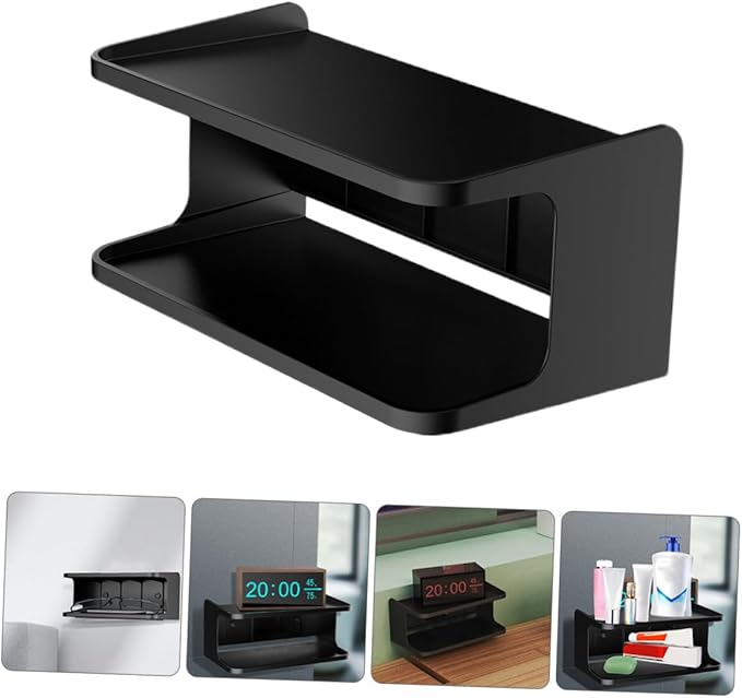 Double Layer Wall Mounted Bedside Shelf Stylish Floating Bathroom Organizer with Surface Space-Saving Corner Storage for Bedroom Kitchen Living and Balcony