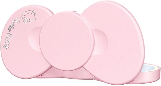Impressions Vanity Hello Kitty Bow LED Compact Mirror, Double Sided Cute Travel Makeup Mirror, Soft Touch Button with Slide Down Auto Shut Off (Large)