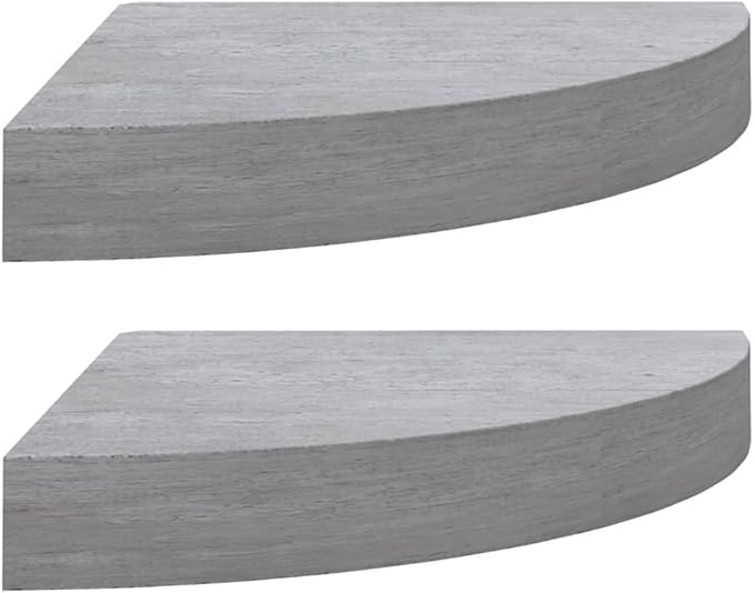 Wall Corner Shelves 2 Pack Concrete Gray Floating Display Shelves 9.8x9.8x1.5 Inch MDF Metal Honeycomb Structure for Bathroom Kitchen Decor Storage