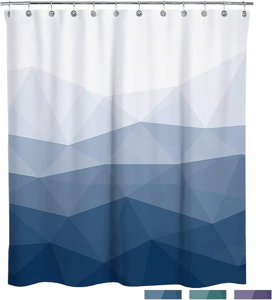 Sunlit Design Extra Long Shower Curtain,Popular Shower Curtain, Ombre Blue Fabric Shower Curtains for Bathroom Decor, Contemporary Bathroom Curtains