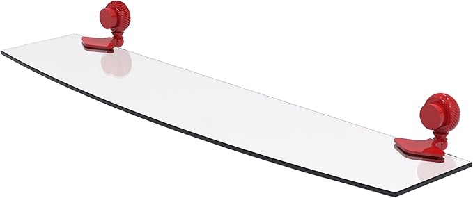 Allied Brass 433T/24-FER Venus Collection 24 Inch Glass Shelf with Twist Accents, Fire Engine Red