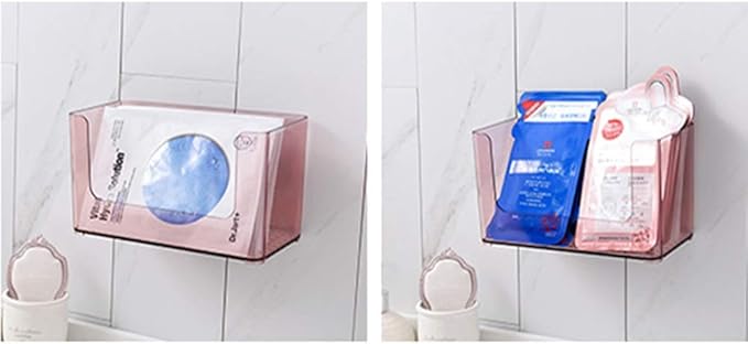 WFF Bathroom Self-Adhesive Rack, Floating Cosmetic Storage Box, Wash Mask Home-Free Perforated Wall Hanging, Hanging Toilet Rack (Color : A)