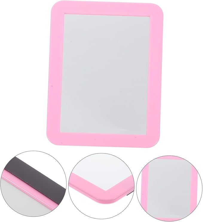 MIHAGUTY Magnetic Locker Mirror,5" x 7" Small Mirrors for Locker with Magnetic Backing,Real Glass Mirrors for School Locker, Bathroom, Household Refrigerator, Locker Accessory, Office, Home (Pink)