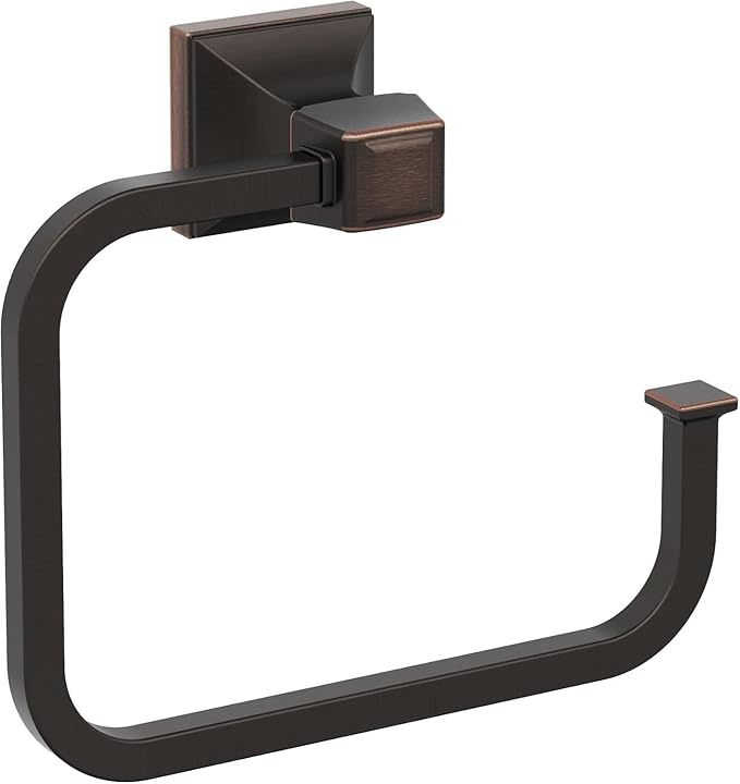 Amerock BH36022ORB | Oil Rubbed Bronze Towel Ring | 5-3/4 in (146 mm) Length Towel Holder | Mulholland | Hand Towel Holder for Bathroom Wall | Small Kitchen | Bath Accessories