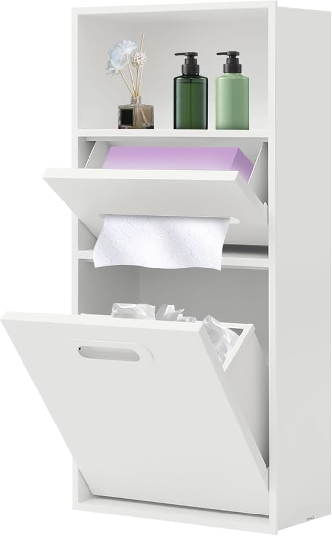 Hollow Furnishings Stainless Steel Recessed Storage Cabinet for Bathroom - Space-Saving Wall-Mounted Design, Rust-Resistant, Easy Install (White, 66 * 14 * 30cm)