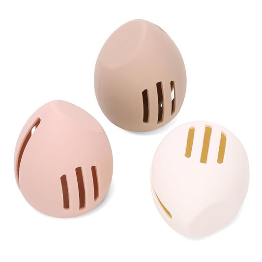 3 Pcs Makeup Sponge Holder, Cosmetic Travel Cases, Beauty Blender Storage, Durable Silicone Organizer for Wet or Dry Makeup Sponges, Space-Saving, Easy to Clean (white/pink/khaki)