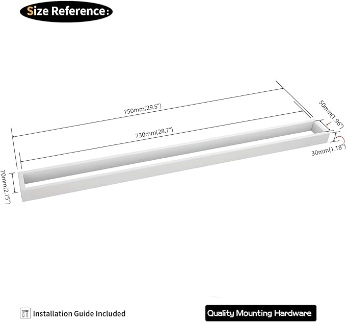 GERZWY 30-Inch Towel Bar, SUS 304 Stainless Steel Modern Square Style Bath Towel Bar Wall Mount, White