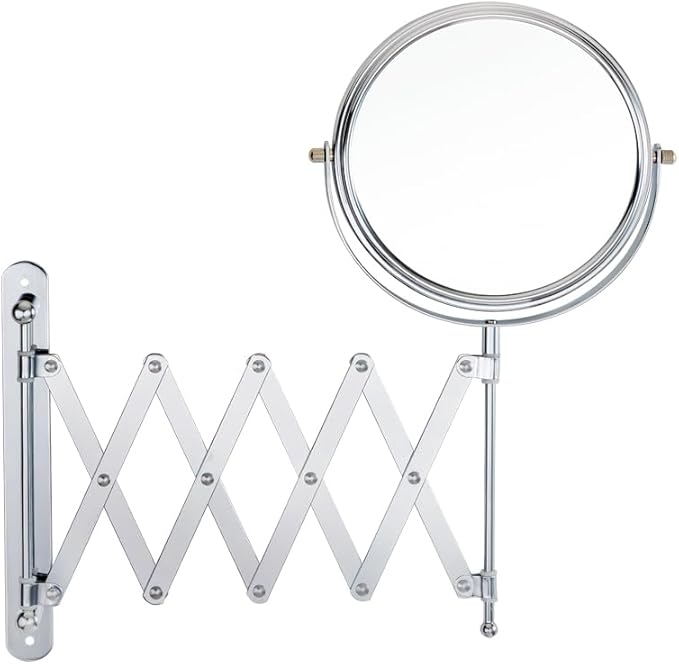Welllink 8Inch Max Wall Mounted Bathroom Mirror, 10X Magnification with 1X Side, High-Definition Glass, No Distortion, Chrome Finish