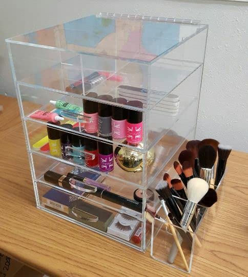 Makeup Case Cosmetic Organizer 4 Drawers Clear Acrylic Storage A4L