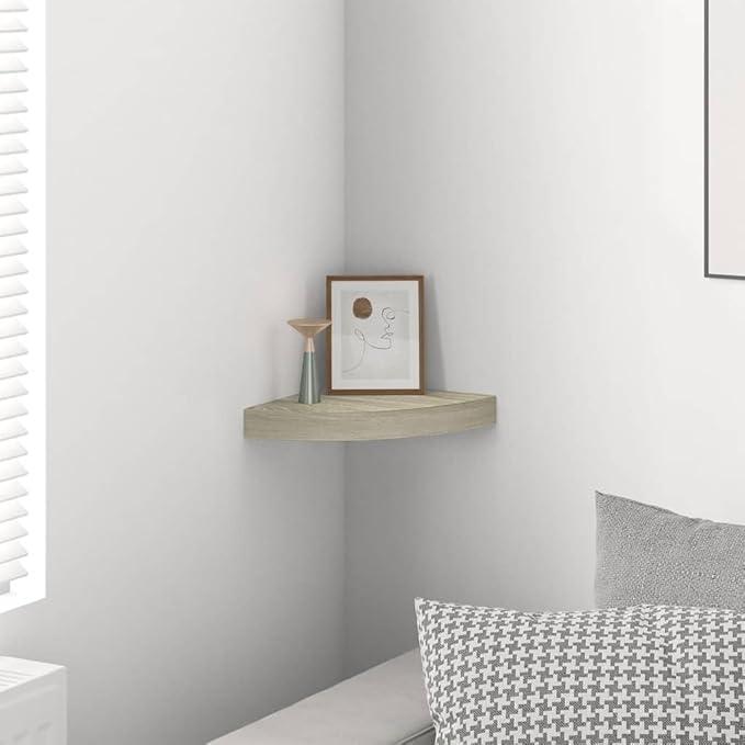 Floating Corner Shelf, 9.8 Inch Triangular Wall Mount Storage Shelves for Bedroom, Living Room, and Home Office, Matte Brown Minimalist Display Organizer