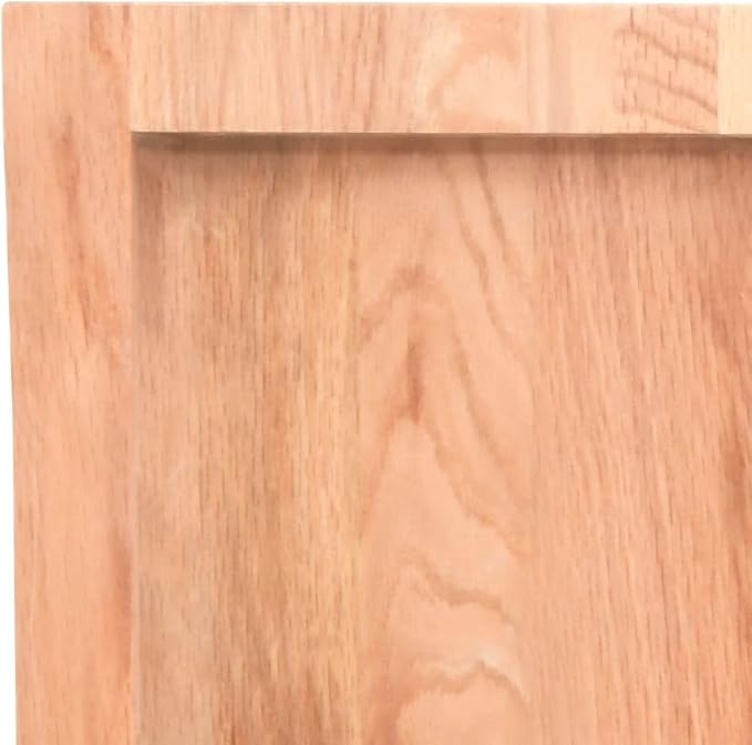 Light Brown Solid Oak Wood Bathroom Vanity Top 47.2"x23.6"x(0.8"-1.6") with Varnished Surface and Live Edge Handmade for Shelf or Desk