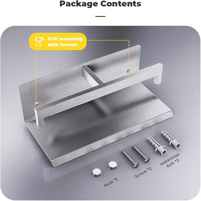 Double Toilet Paper Holder with Shelf, 304 Stainless Steel Wall Mount Commercial Toilet Paper Dispenser, Double Tissue Roll Holder for Bathroom, 2 Pack Brushed Nickel