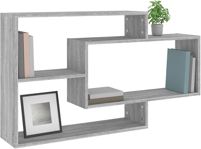 Floating Wall Shelf, 3-Tier Grey Sonoma Storage Shelves for Living Room Bedroom, Modern Engineered Wood Display Unit for Books Decor, 41-Inch Wall Mounted Shelf